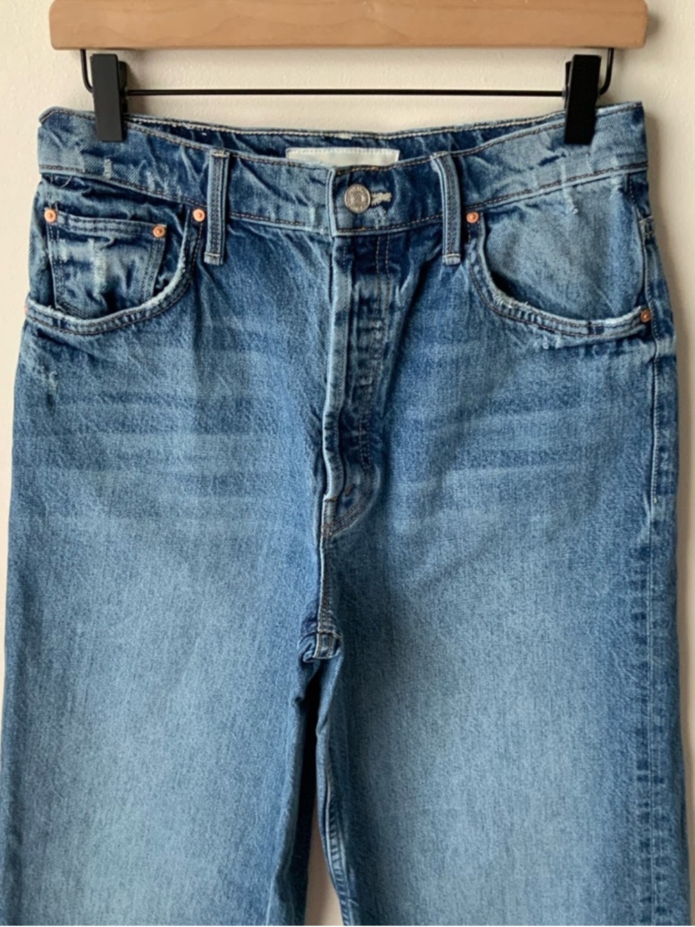 MOTHER SUPERIOR Jeans Full-Pipe Flood It’s a Small World Blue Size 27 - Picture 4 of 13